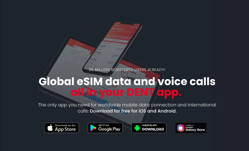 DENT Appの機能拡張 : Global eSIM data and voice calls all in your DENT app.