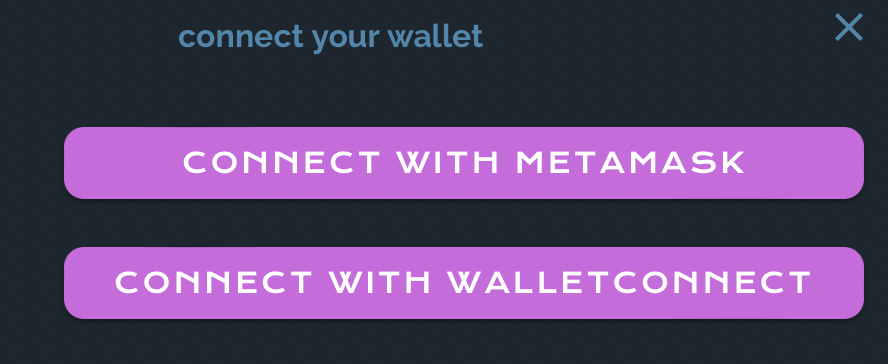 ウォレットは、METAMASKかWALLETCONNECTを選択